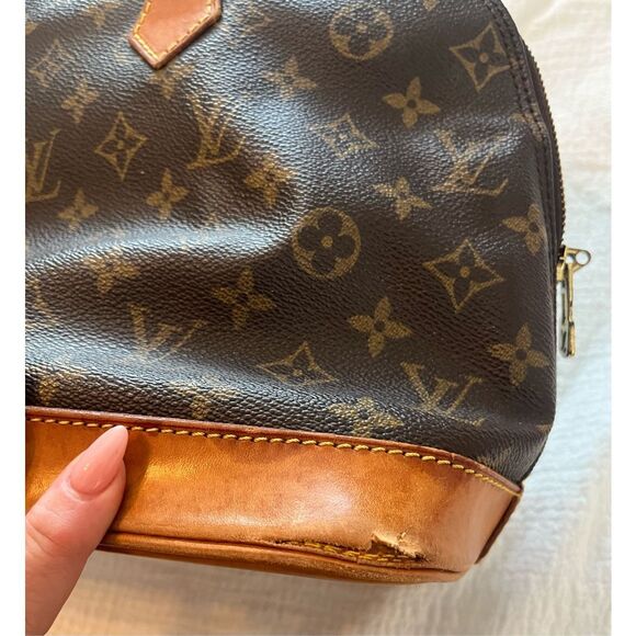 Louis Vuitton Alma PM Monogram Canvas Satchel Handbag Brown Vintage LV Top Handl - Picture 5 of 14